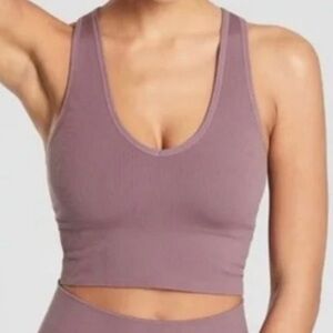 Athleta Purple Ribbed Athletic Crop Top